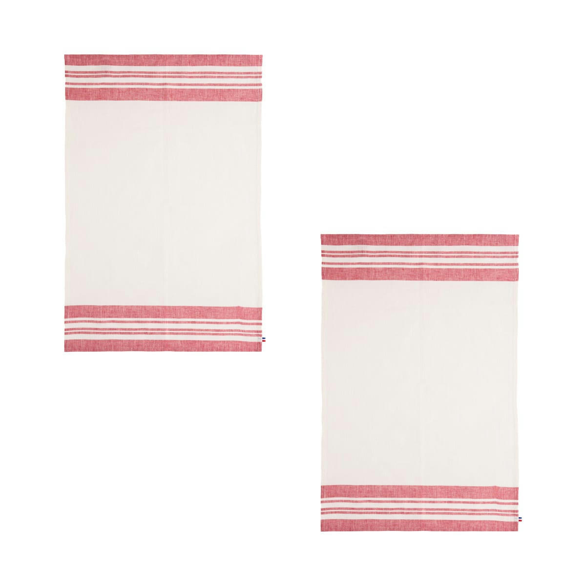ALBÂTRE - Lot de 2 torchons unis en lin rouge 50x75