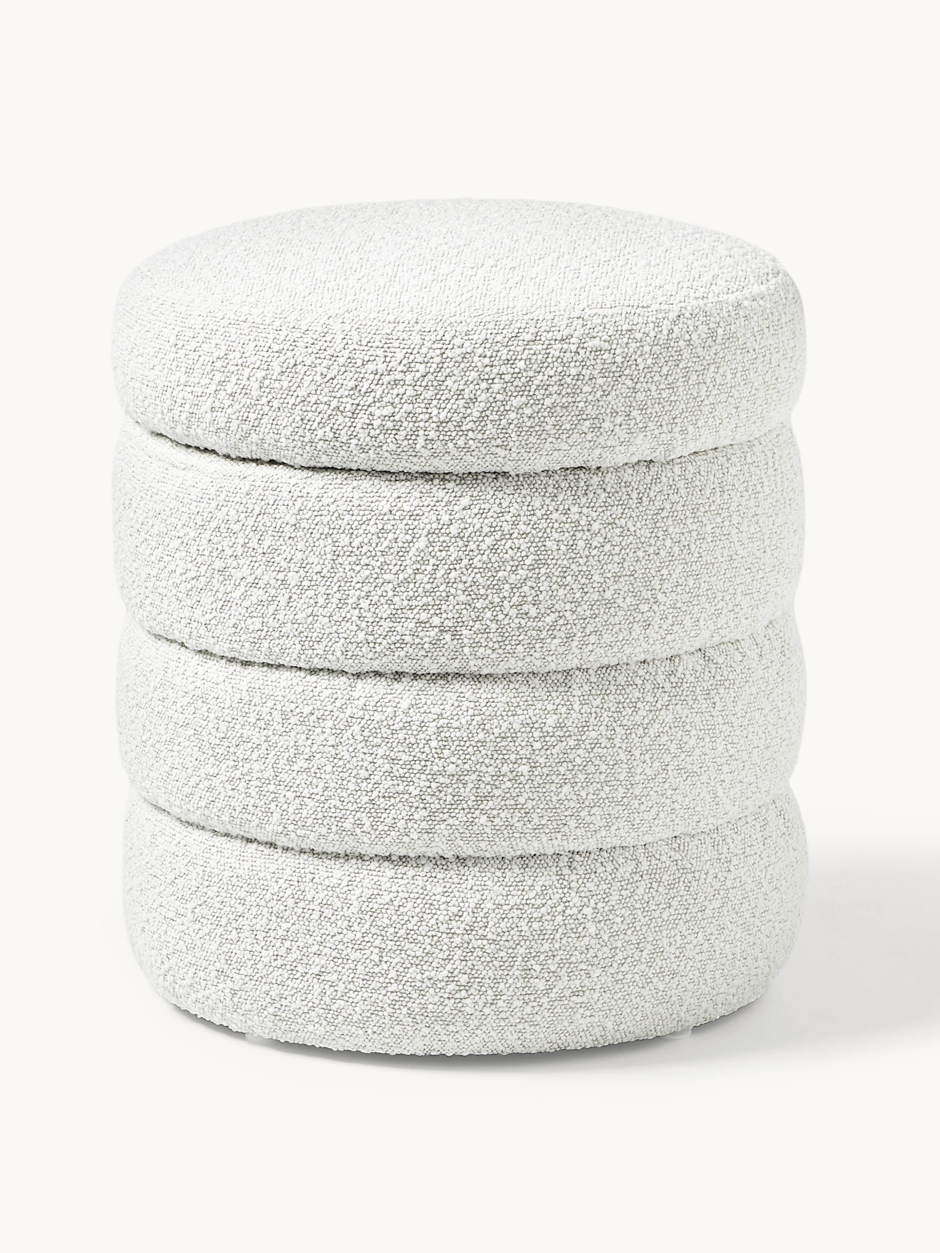 Bouclé-Polsterhocker Alto mit Stauraum