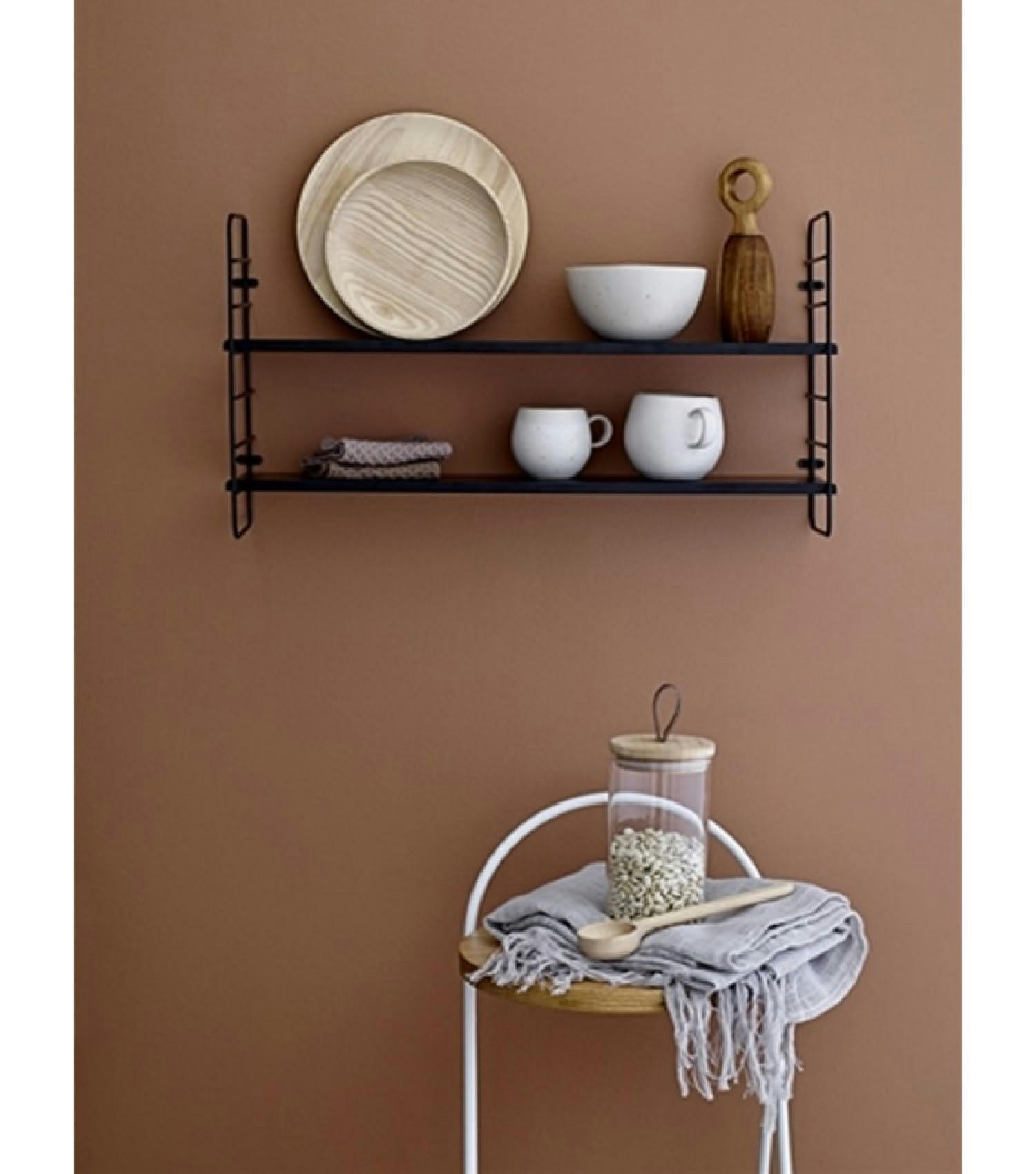 MINIMALISTE - Étagère en métal et bois noir 50x65