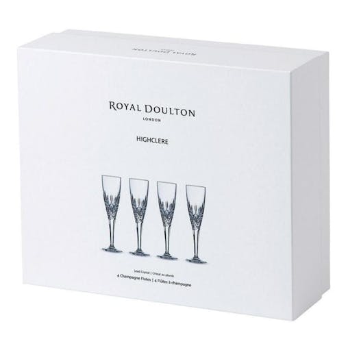 Royal Doulton Highclere Premium Crystal Champagne Flute 150Ml | Set Of 4 Glasses