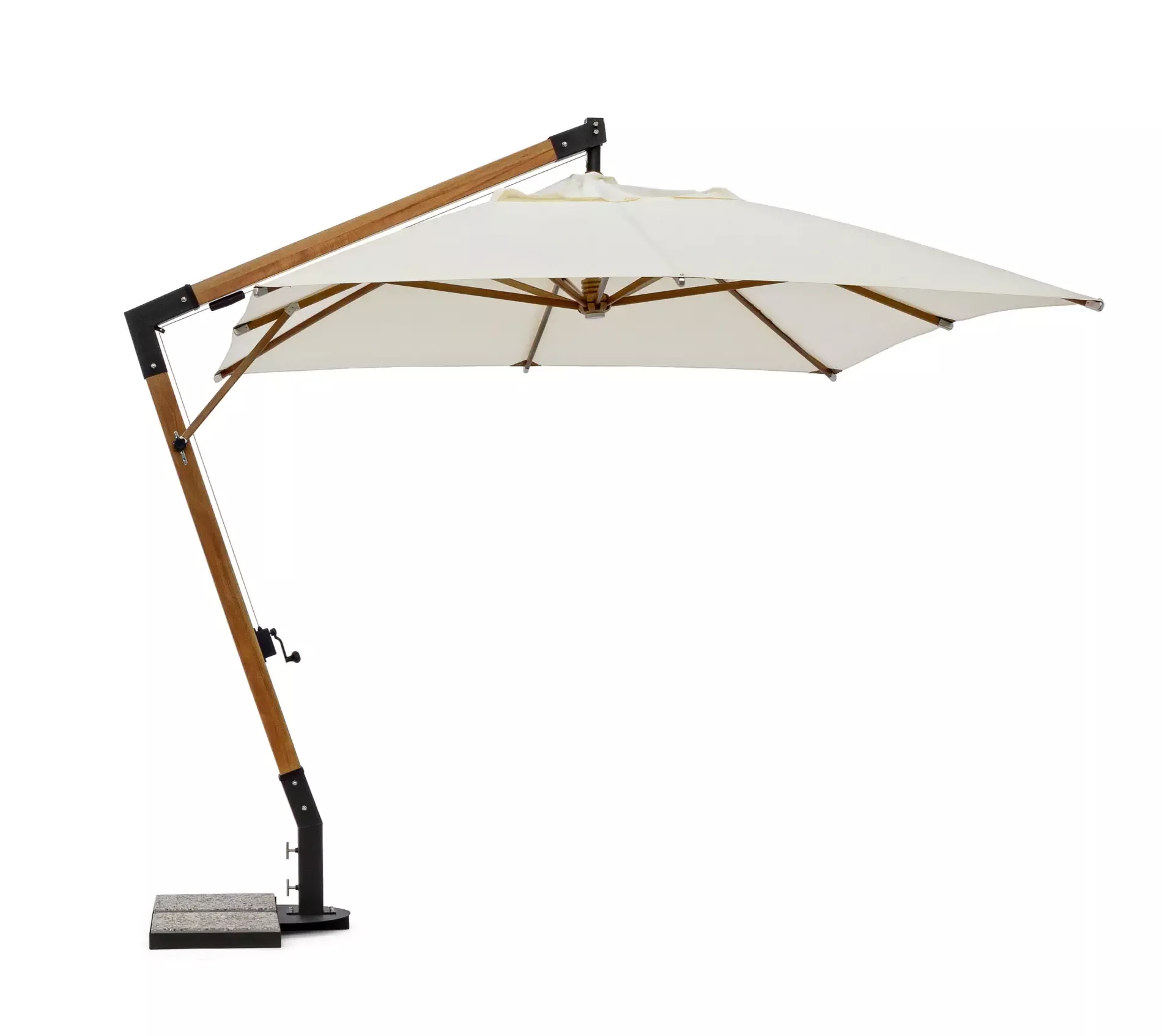Bolzano Carelia prostokątny drewniany parasol ogrodowy 400x300 kremowy