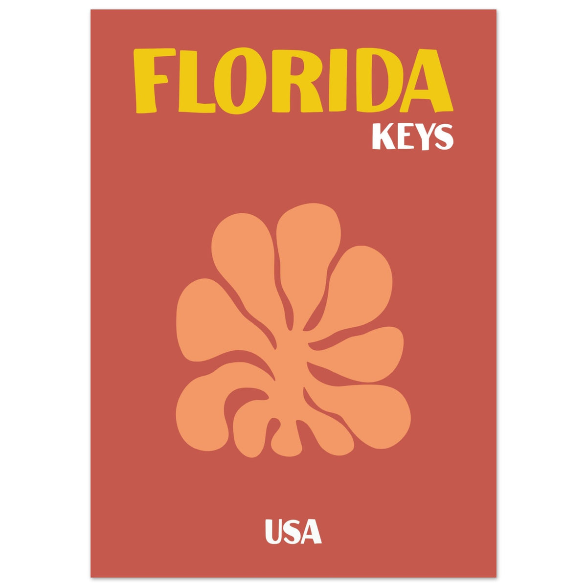 Artfulprints Poster USA - Florida Keys  - 50x70 cm - Terracotta