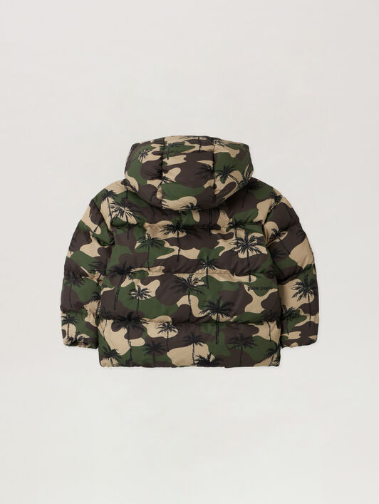 Camo Palms Hoodie Puffer Jacket