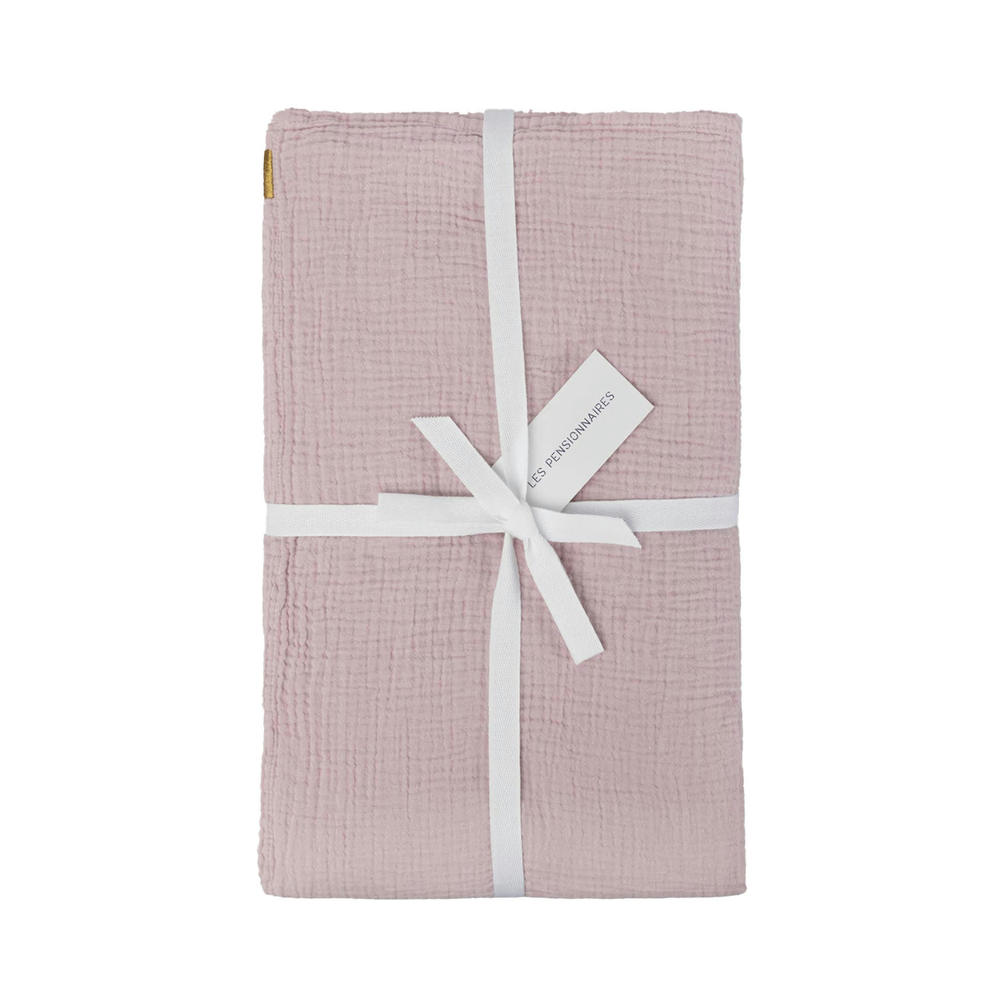 - Drap plat en double gaze de coton rose délicat