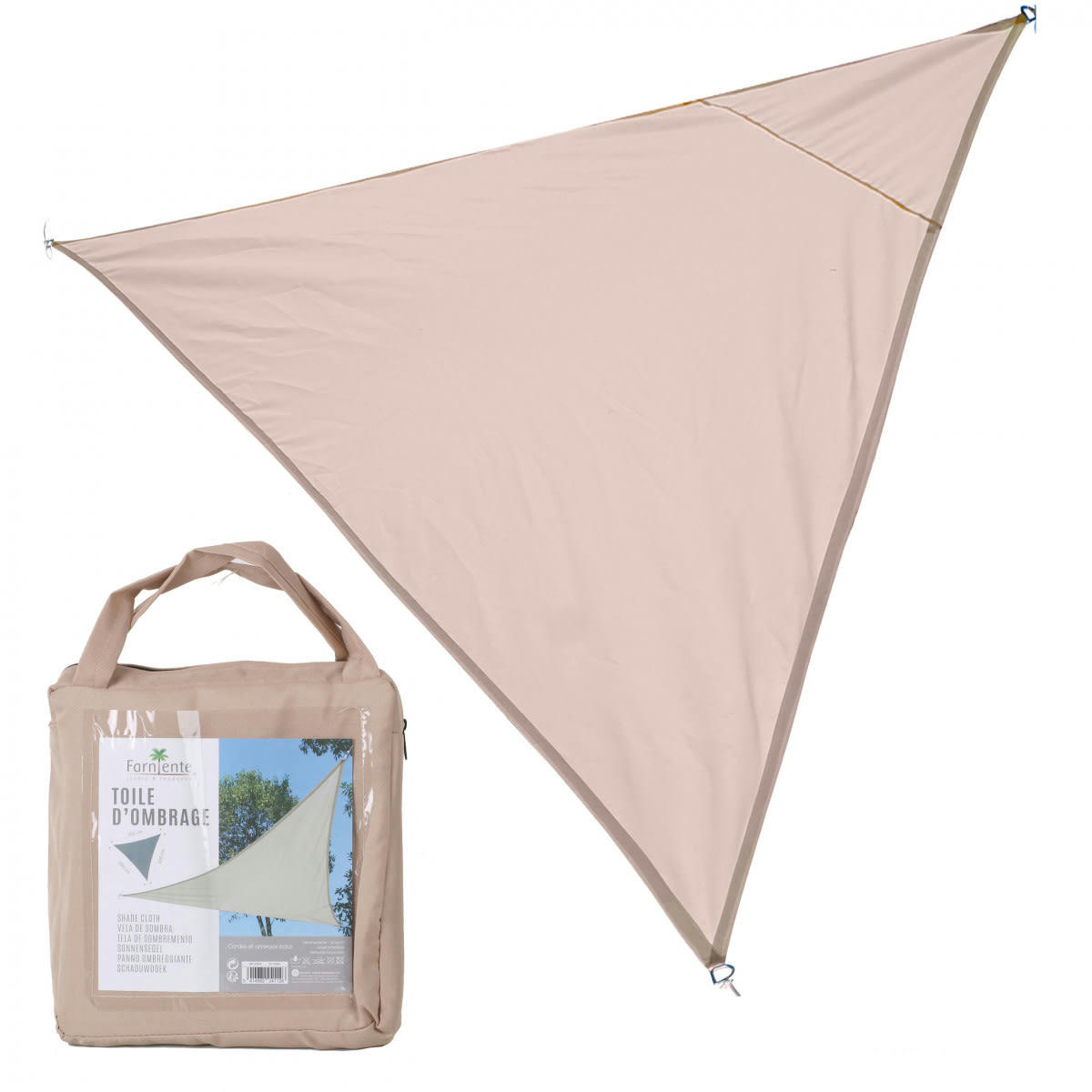- Toile ombrage triangulaire beige - 300x300x300cm