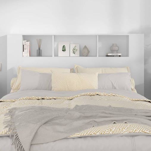 NNEVL Headboard Cabinet White 160x18.5x104.5 cm
