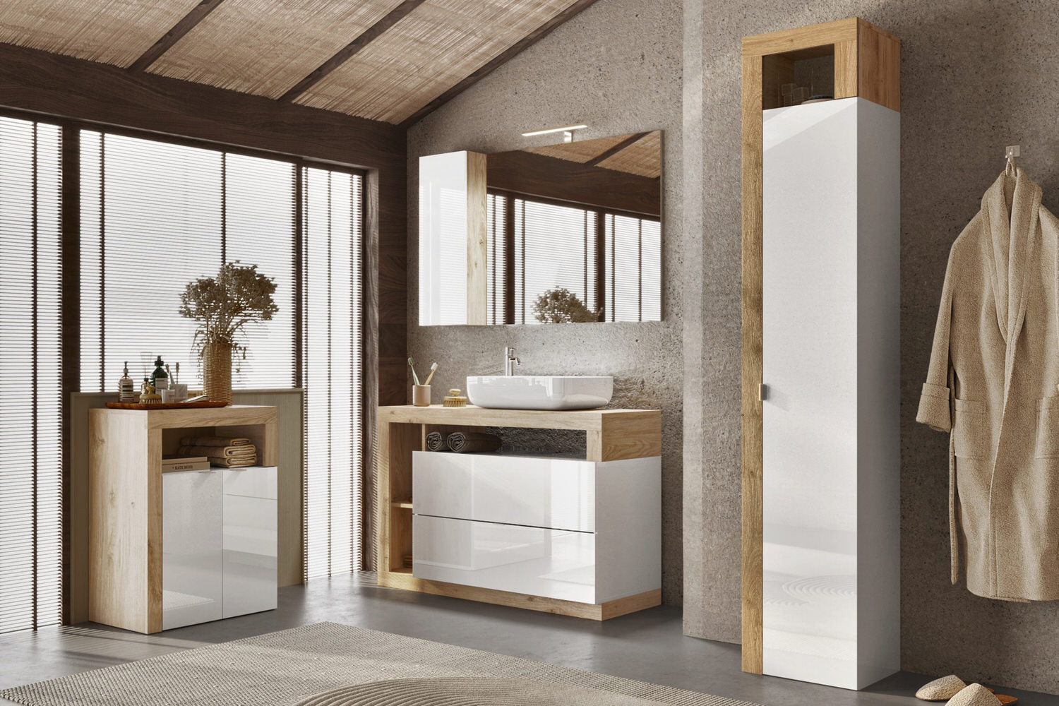 Benvenuto Design Hamburg HG Wit   Eiken Badkamerkast 1-Deur