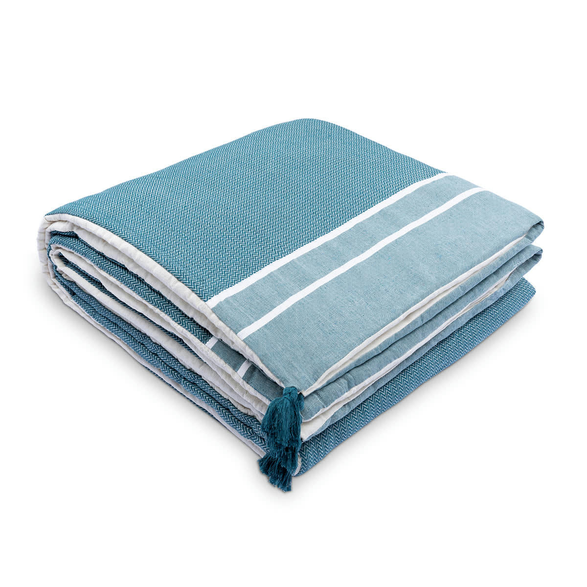 STOCKHOLM - Edredon coton  90x190 bleu pétrole