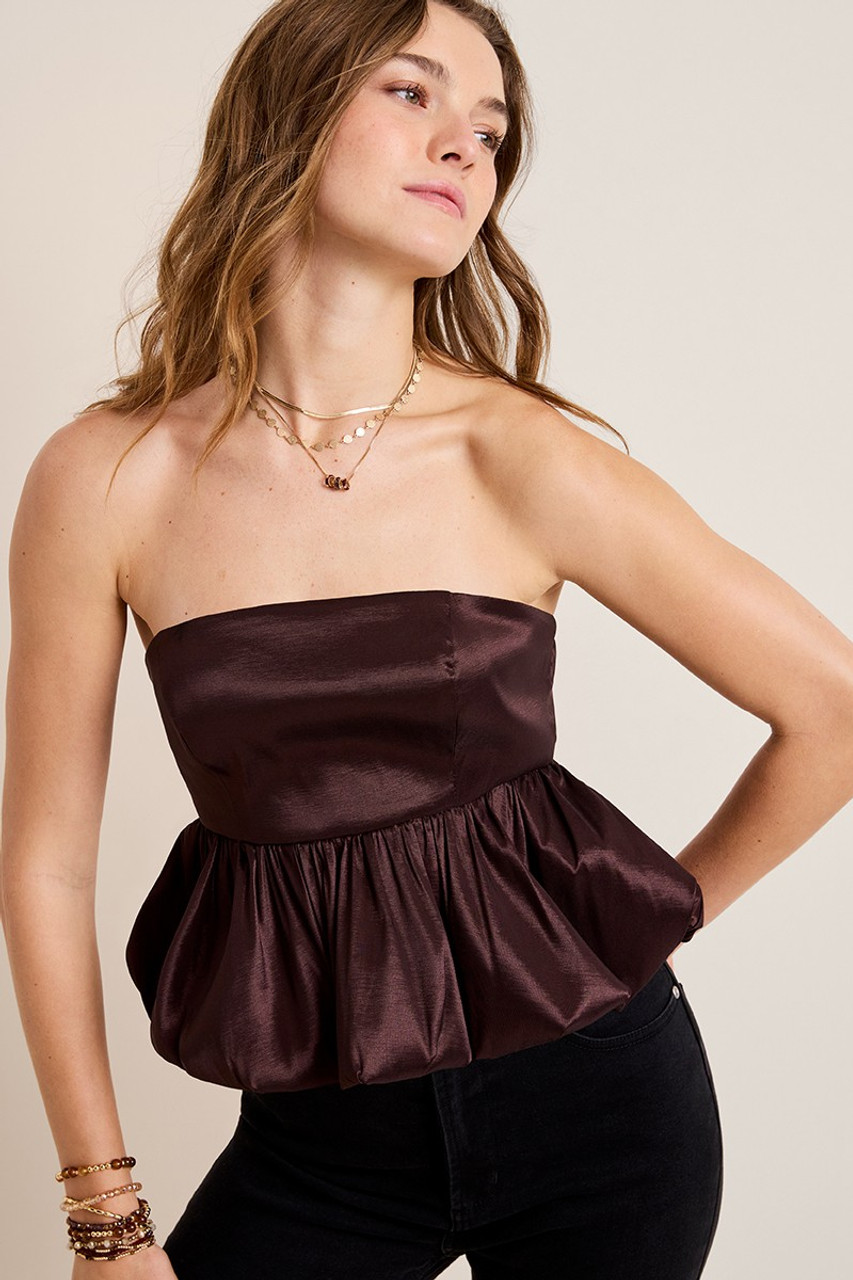 Jen Strapless Bubble Hem Top