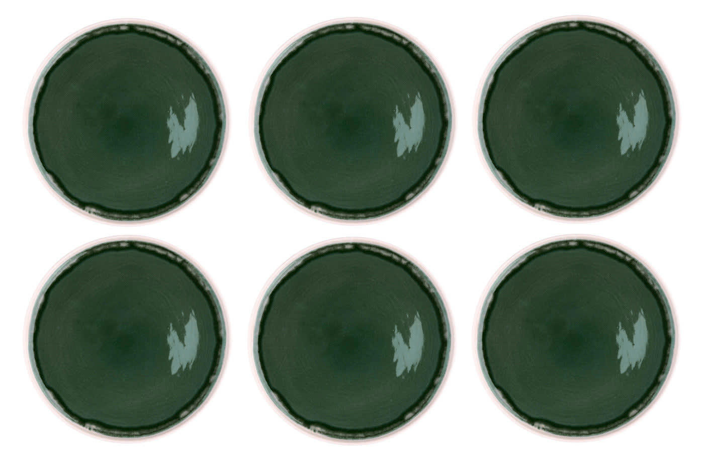 OXYGEN - Lot de 6 assiettes plates en grès vert D27