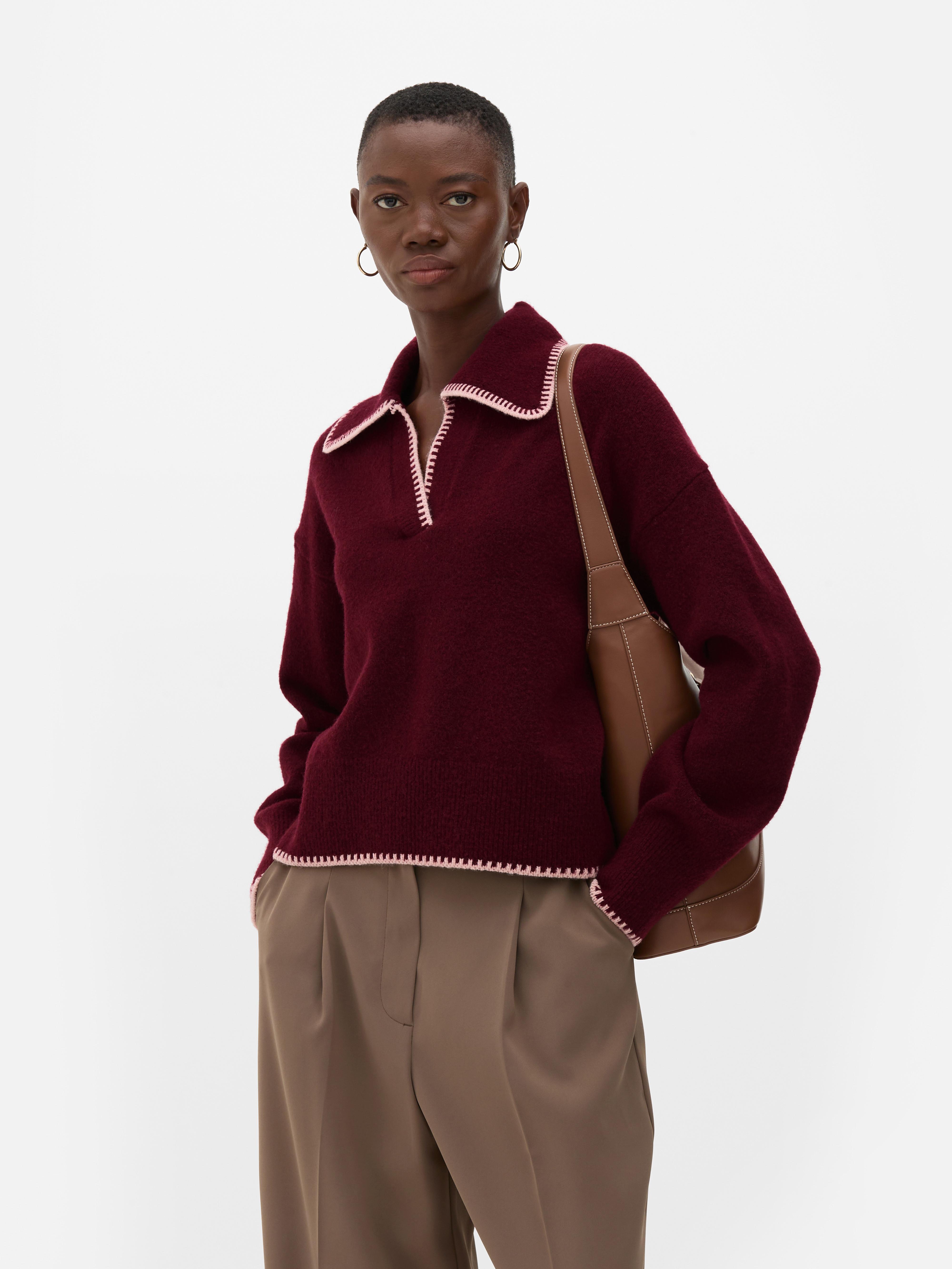 Stitch Collar Polo Sweater