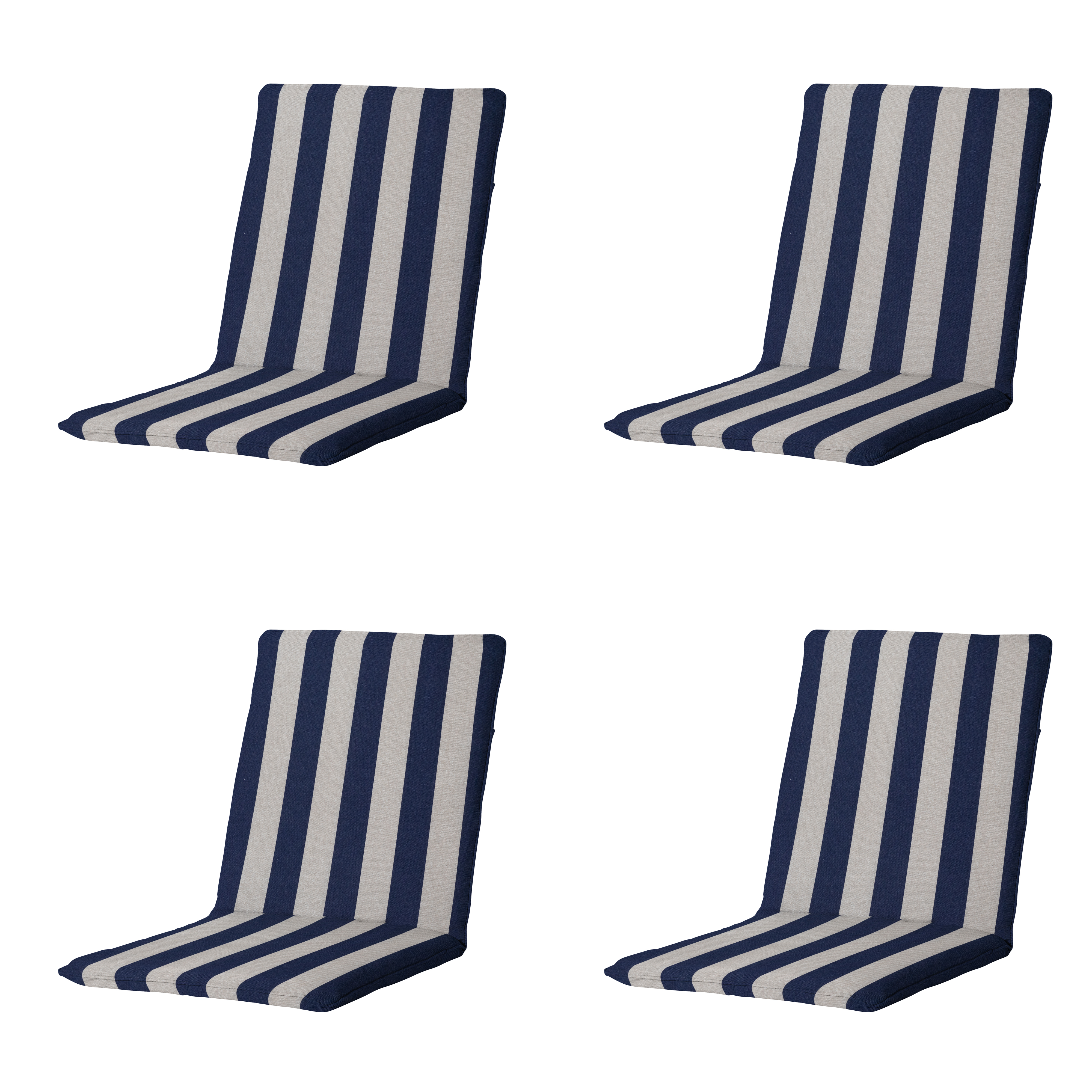Madison stapelstoelkussen Amora - blauw - 97x49x5cm - set van 4