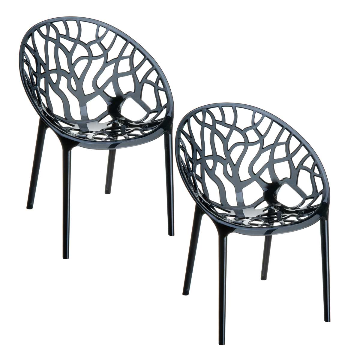 Garden Impressions tuinstoel Crystal zwart - 2 stuks