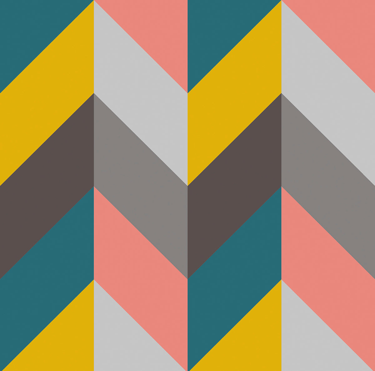 Walls4You behang visgraat-motief multicolor - 53 cm x 10 m - 640115