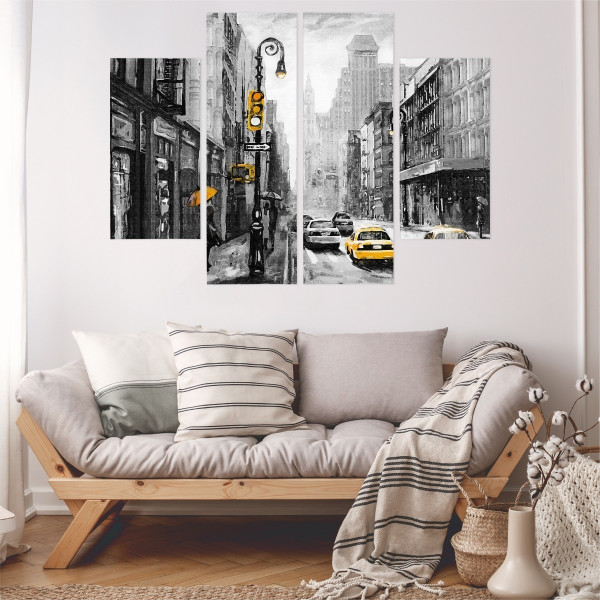 Obraz 4 Części Miejska PANORAMA Nowego Jorku 3D 80x60cm