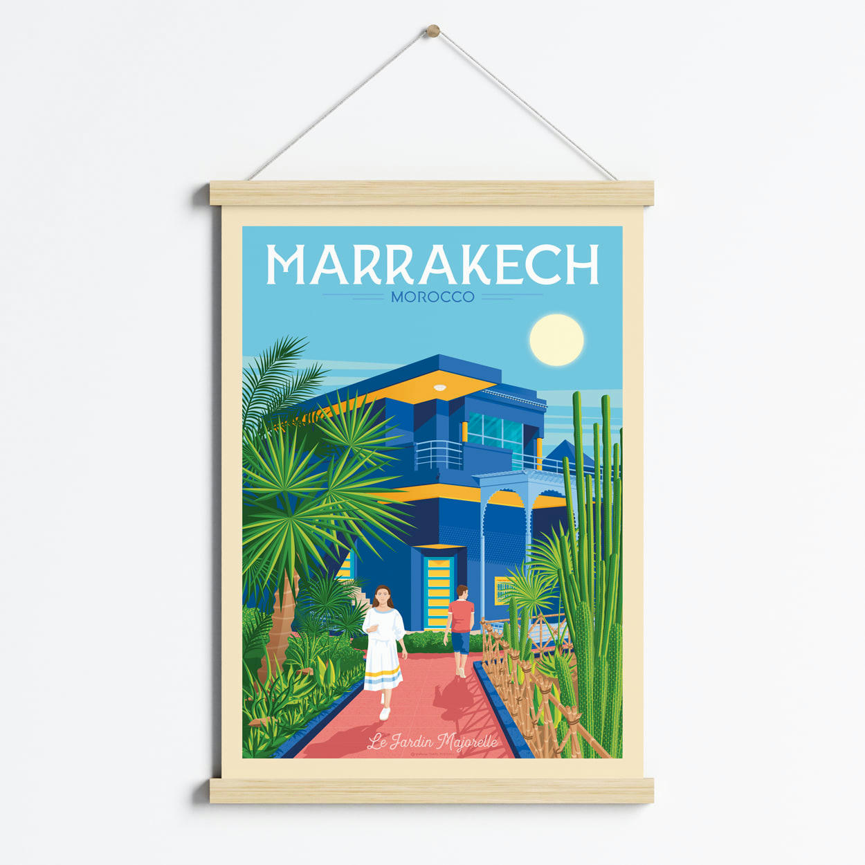 - Affiche Marrakech Maroc + Cadre Magnétique (Bois) 50x70 cm