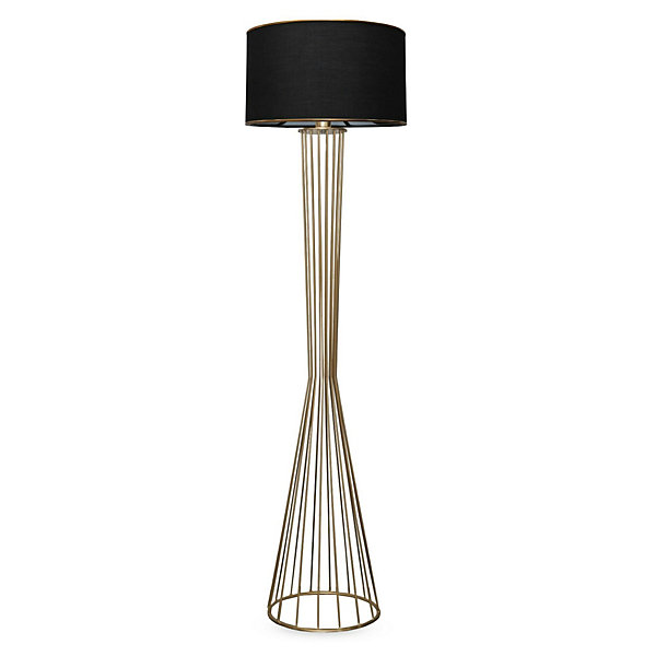 Lampadaire salon moderne doré abat-jour noir SINOP