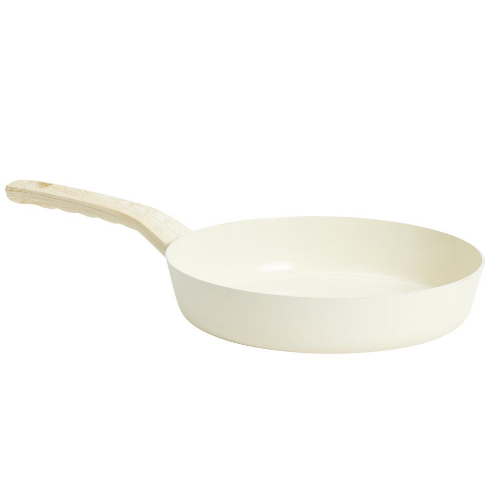 Poêle poignée effet bois aluminium et céramique beige Ø24cm