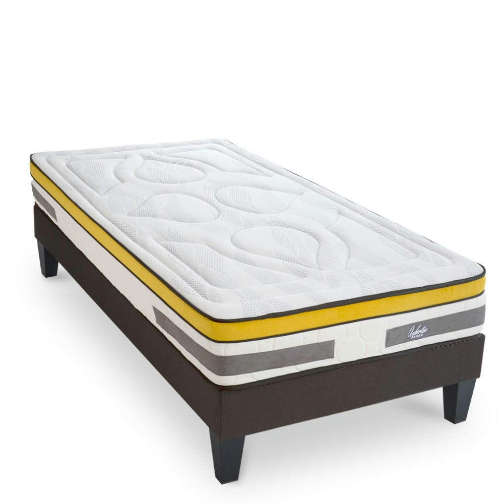 AUBERTIN - Ensemble Matelas Ressorts ensachés et sommier gris 80x200