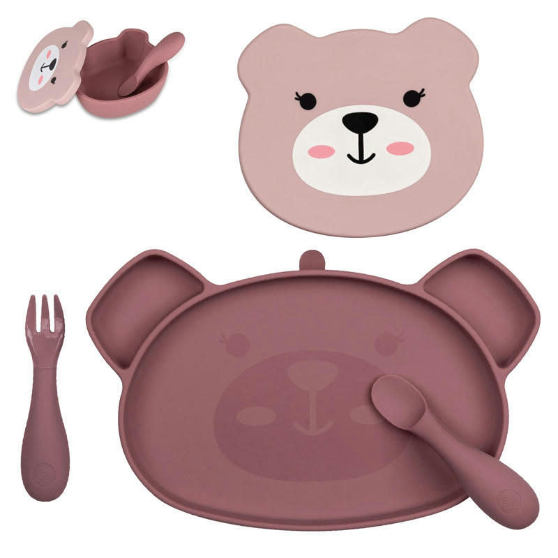 - Set repas en silicone Ourson rose