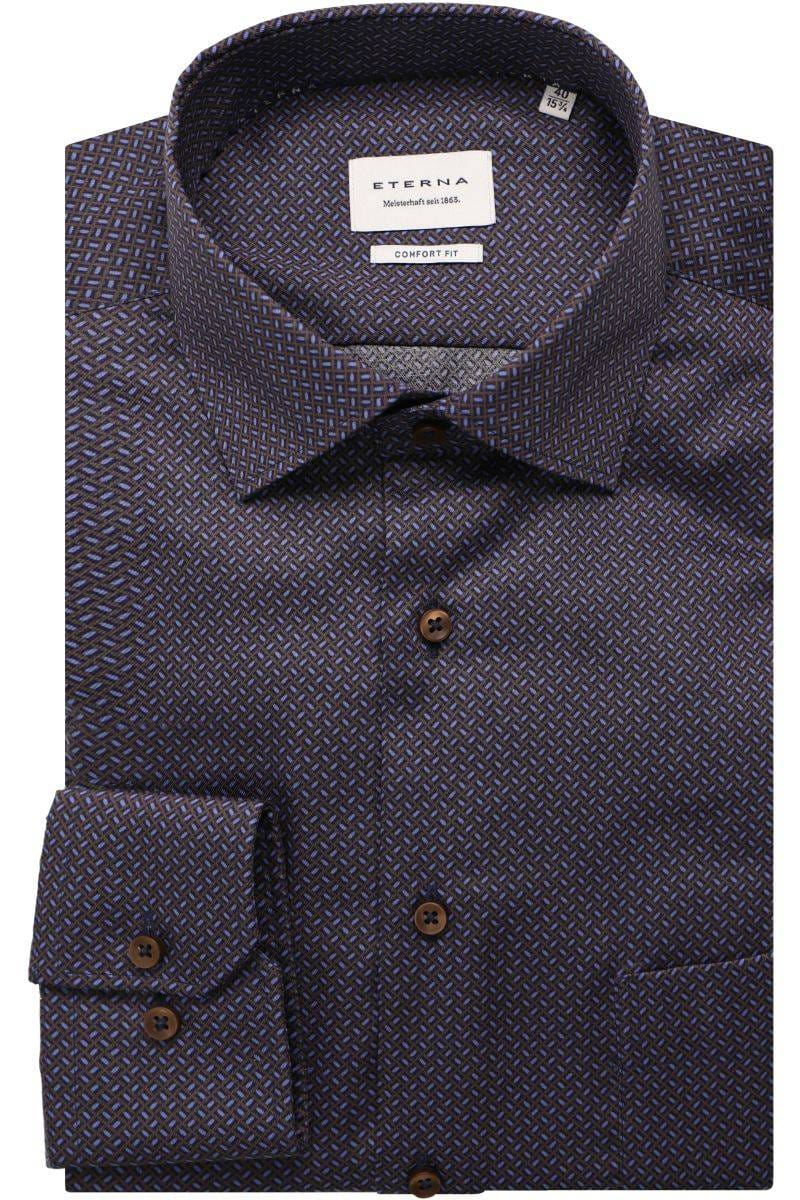 ETERNA Comfort Fit Hemd marine, Bedruckt (super langer Arm)