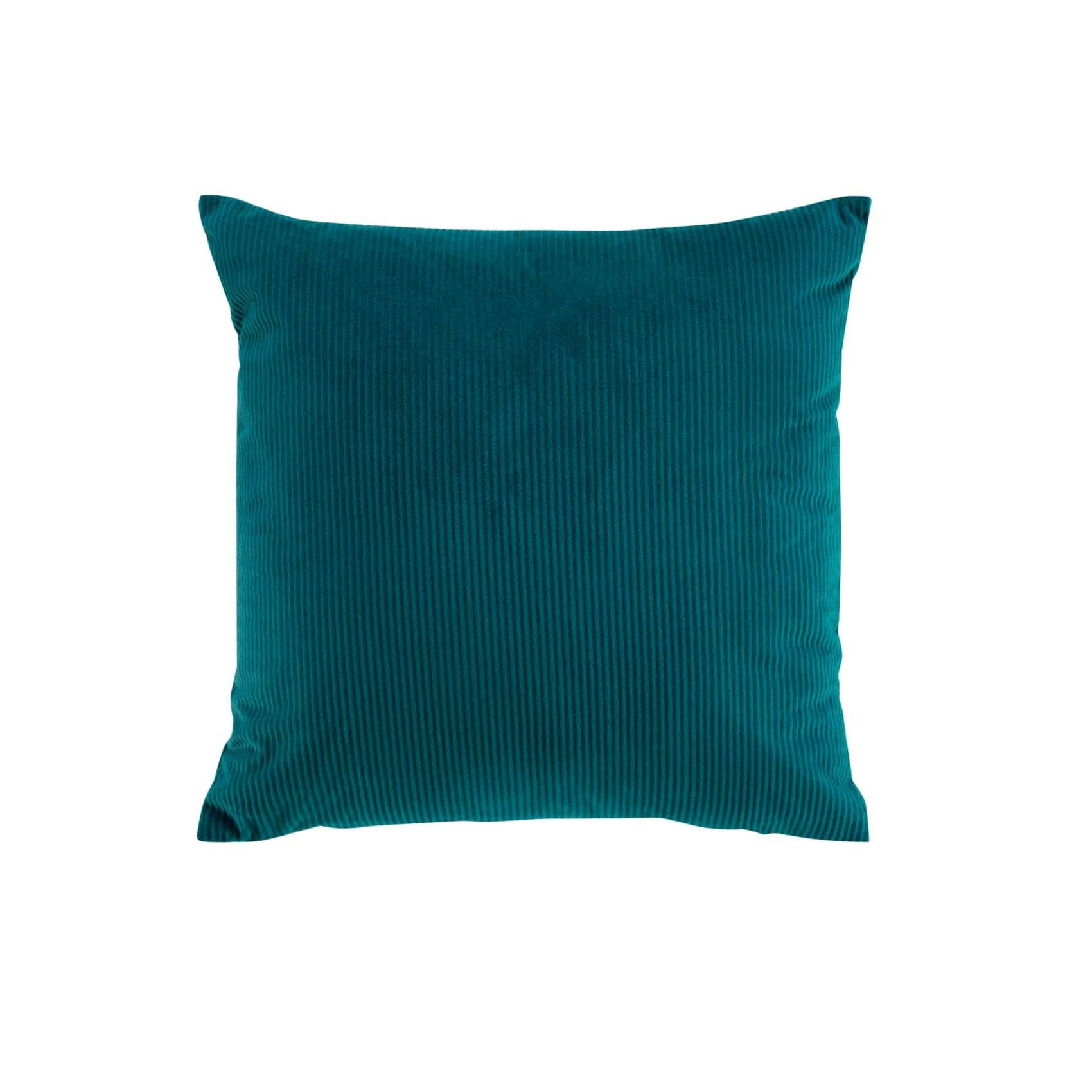 - Coussin déhoussable en velours côtelé bleu pétrole 40x40 cm