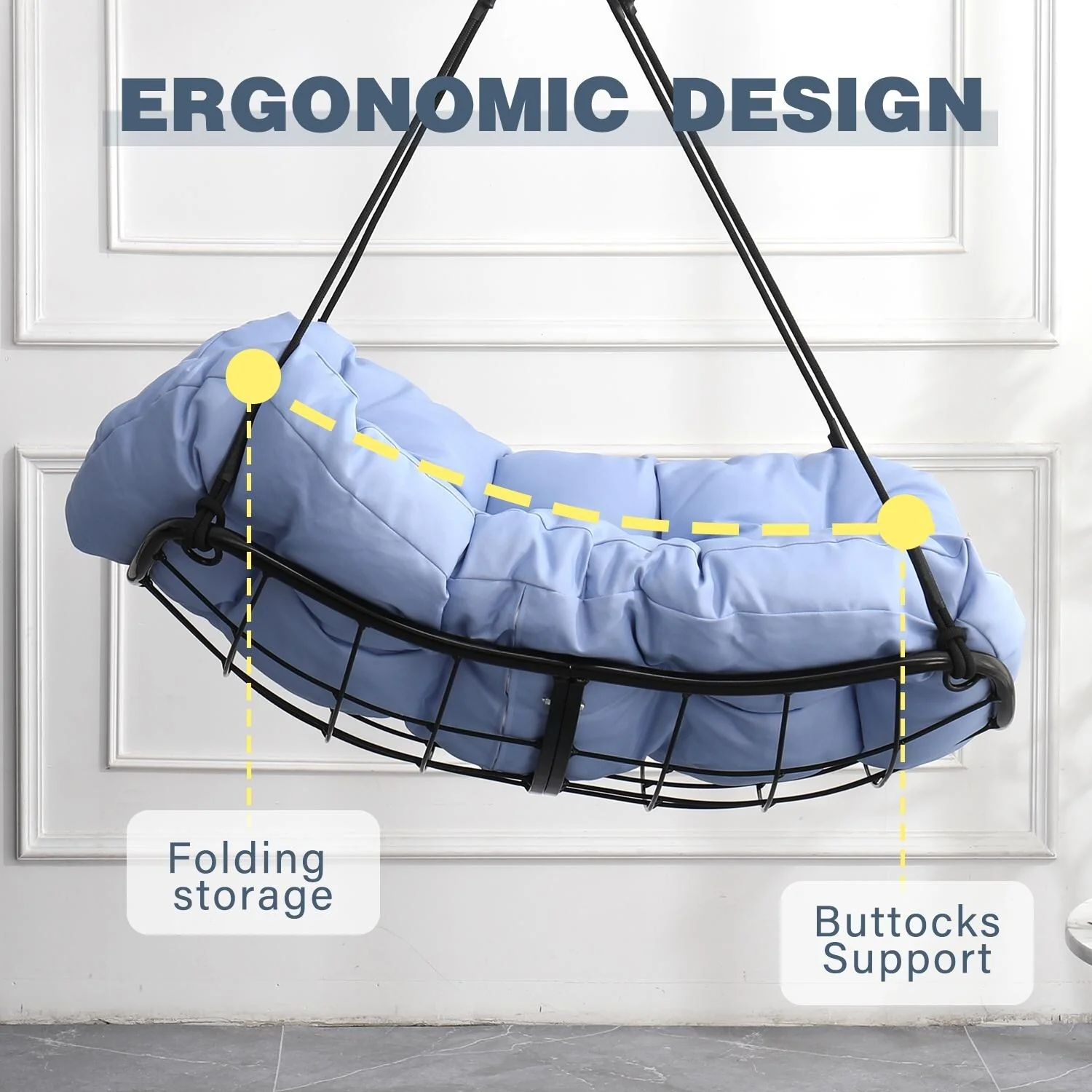 Oversized Swing Chair Hammock Chair with 360掳 Swivel Ring, Hanging Sling Chair with Waterproof Cushioned