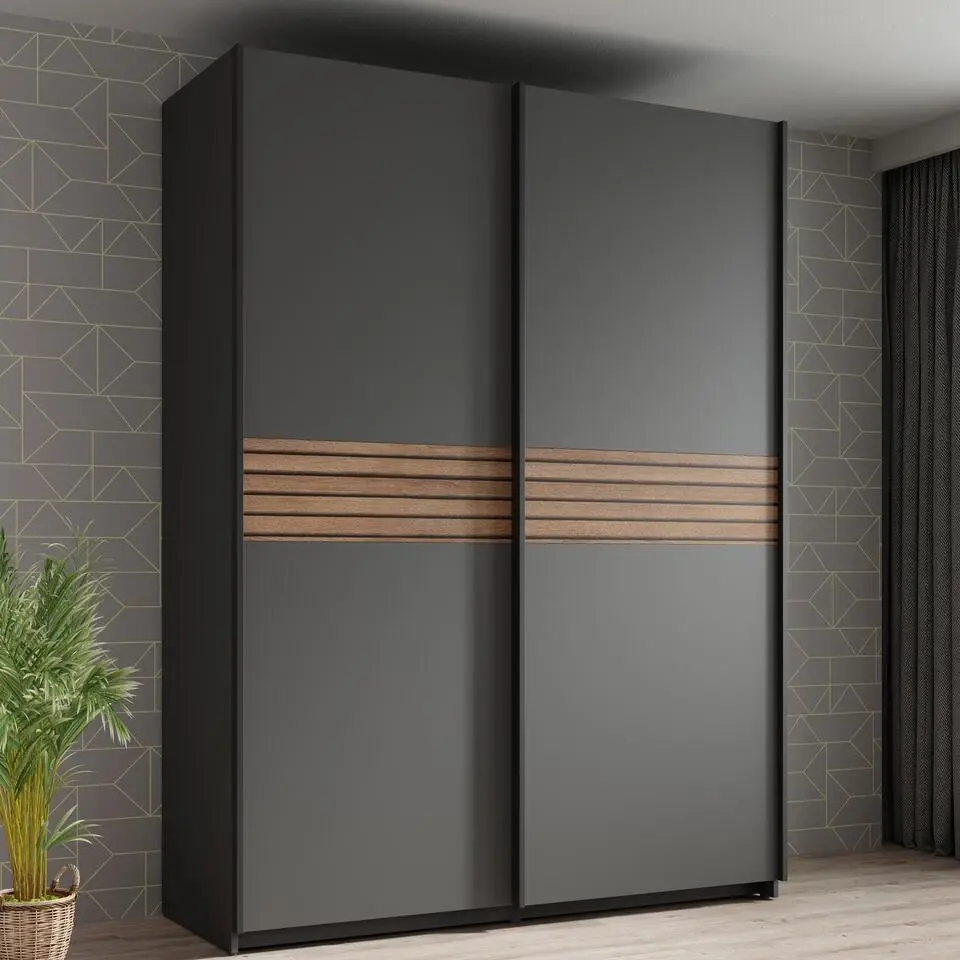 Meubella - Kledingkast Mendoza - Antraciet - 150 cm