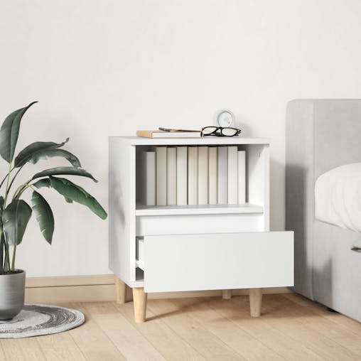 NNEVL Bedside Cabinet White 40x35x50 cm