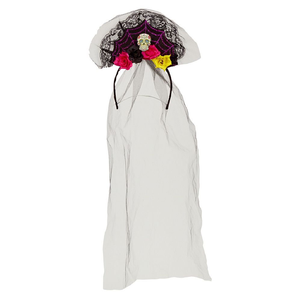 Serre-tête squelette avec voile enfant