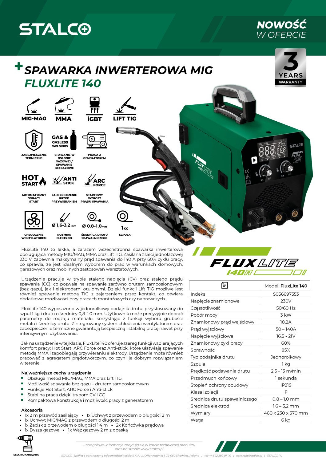 Spawarka MIG FluxLite 140 STALCO S056697553 STALCO S056697553
