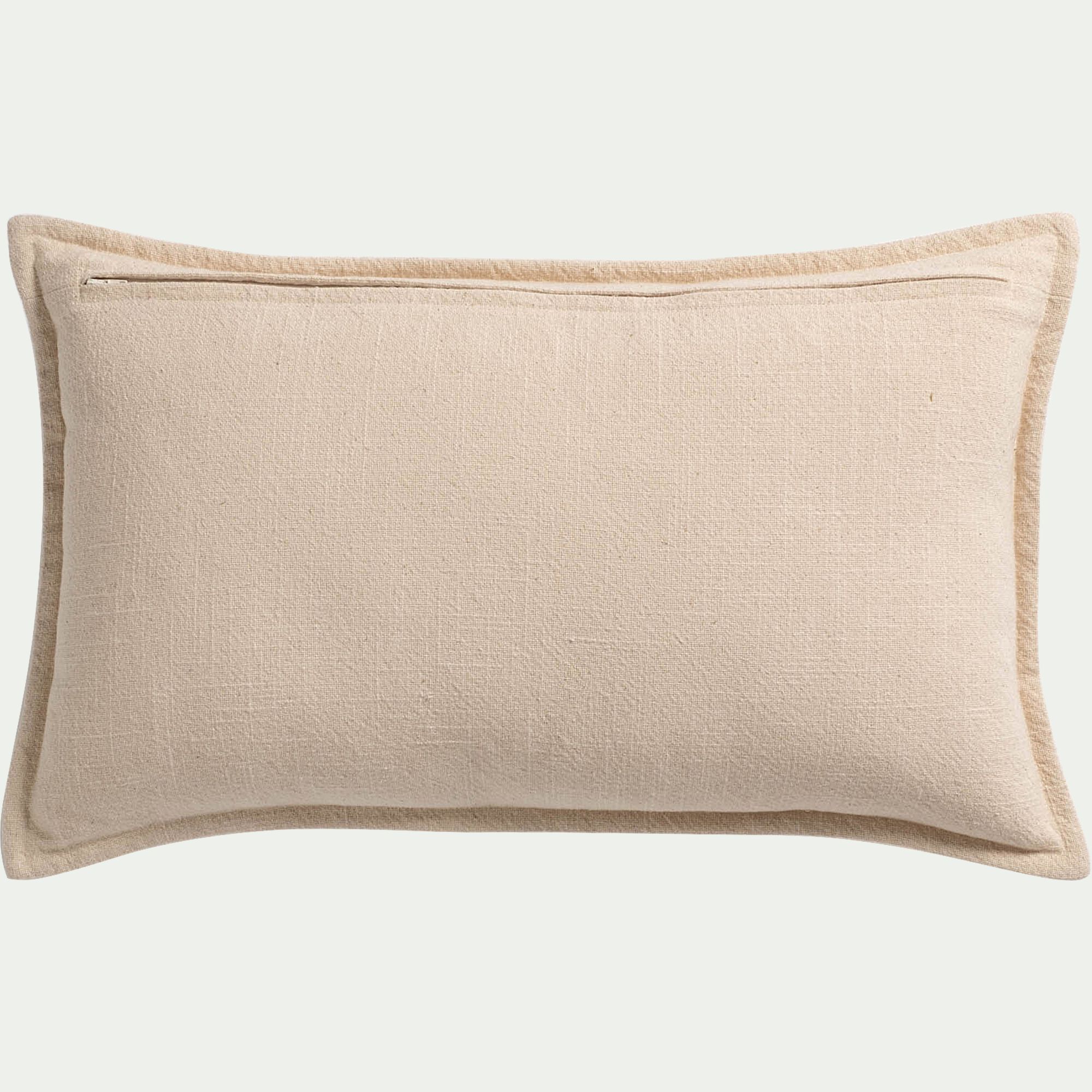 SENNA - Coussin à motif brodé parme en coton 30x50cm - beige