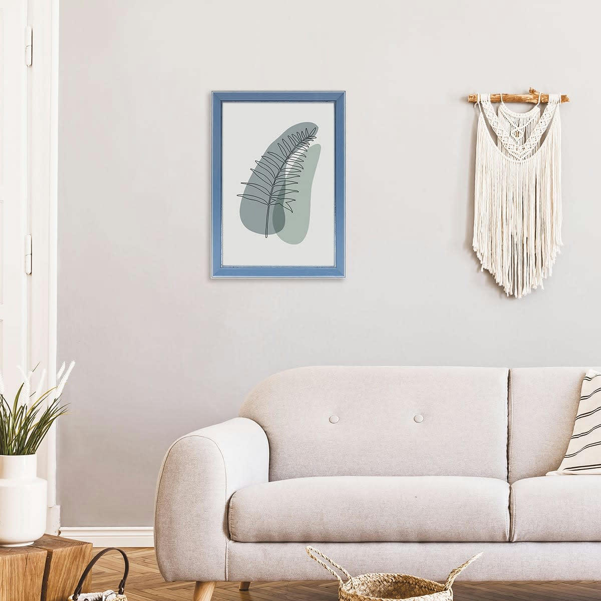 VITTORIA - Cadre photo bleu à la finition argent patiné 20x30/A4 cm bois massif