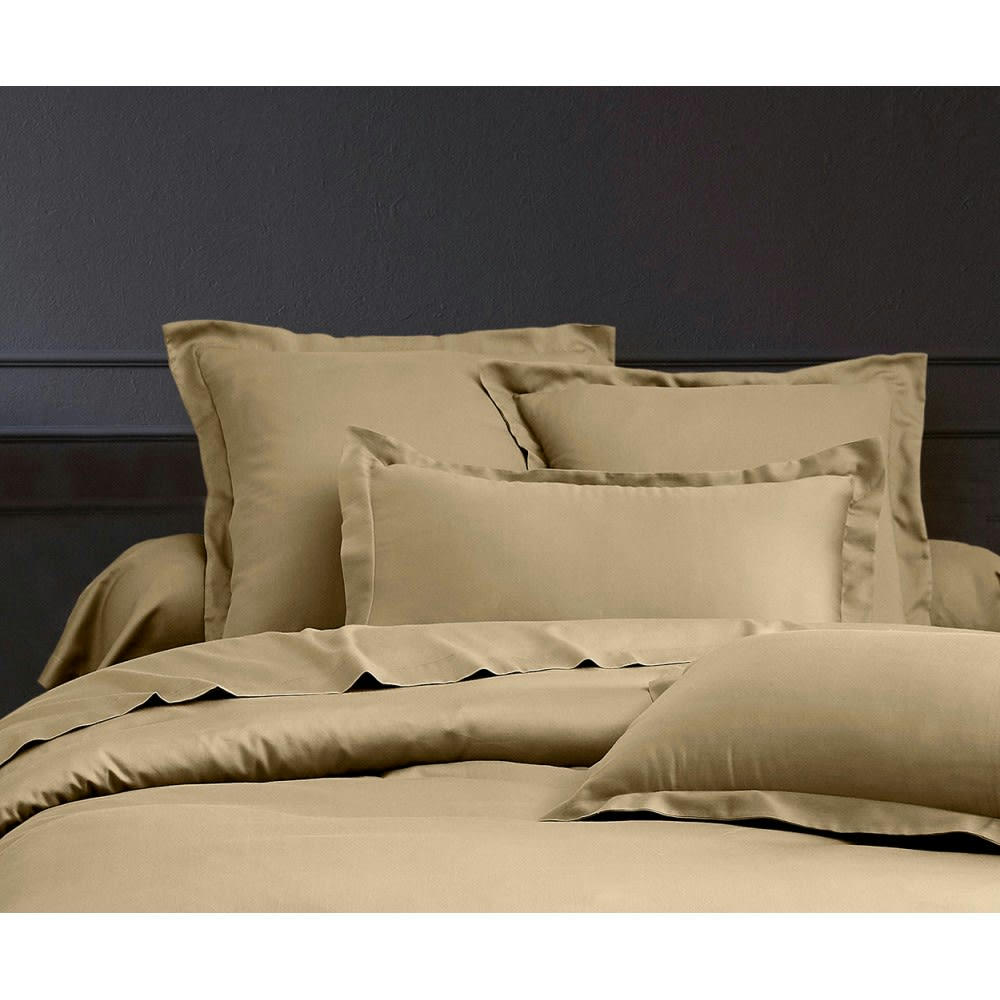 GAMME UNIS SATIN - Parure de lit 3 pcs en satin de coton 260x240 cm+ 2 TO 63x63 cm