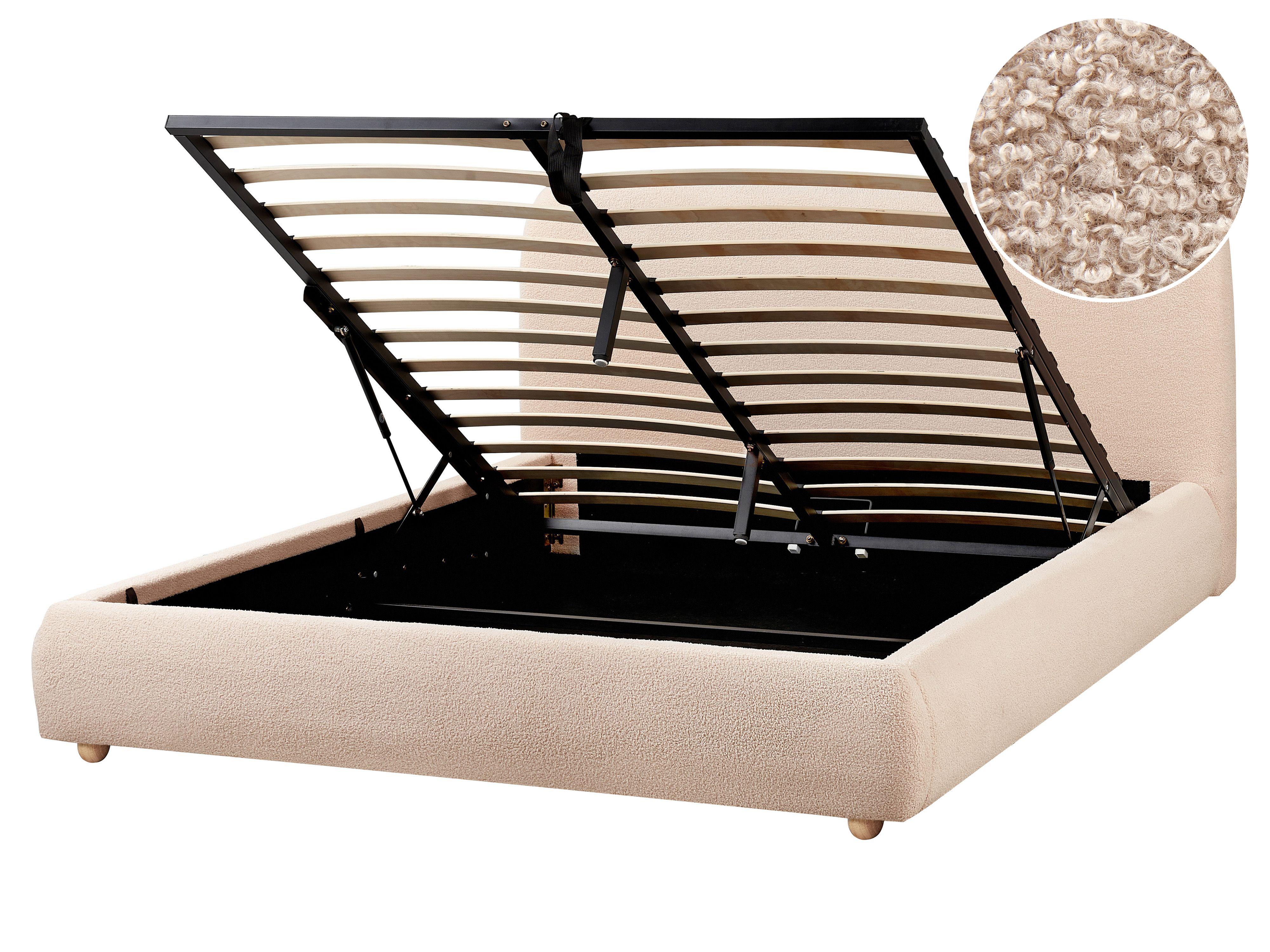 Ottoman Bed Boucle BLAGNAC 140 x 200 cm (EU Double) Beige
