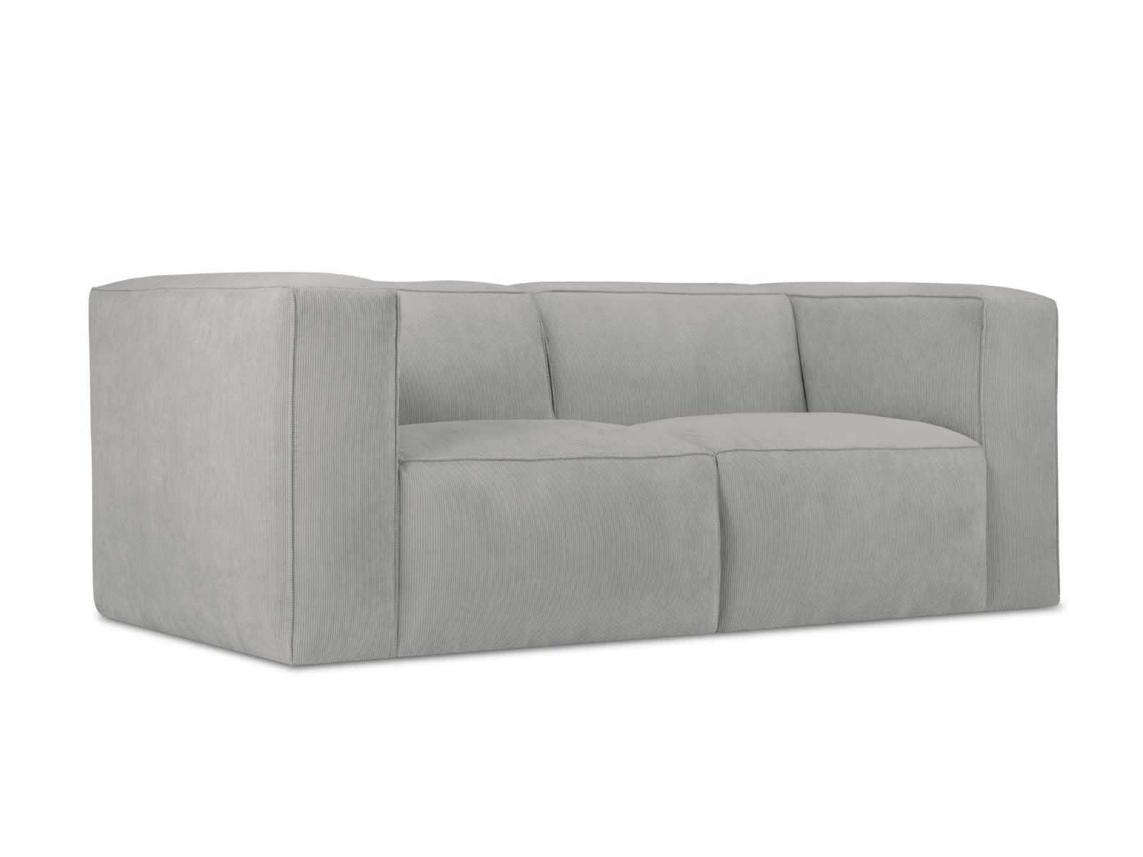 MUSE - Canapé 2 places en Velours Côtelé Gris Clair