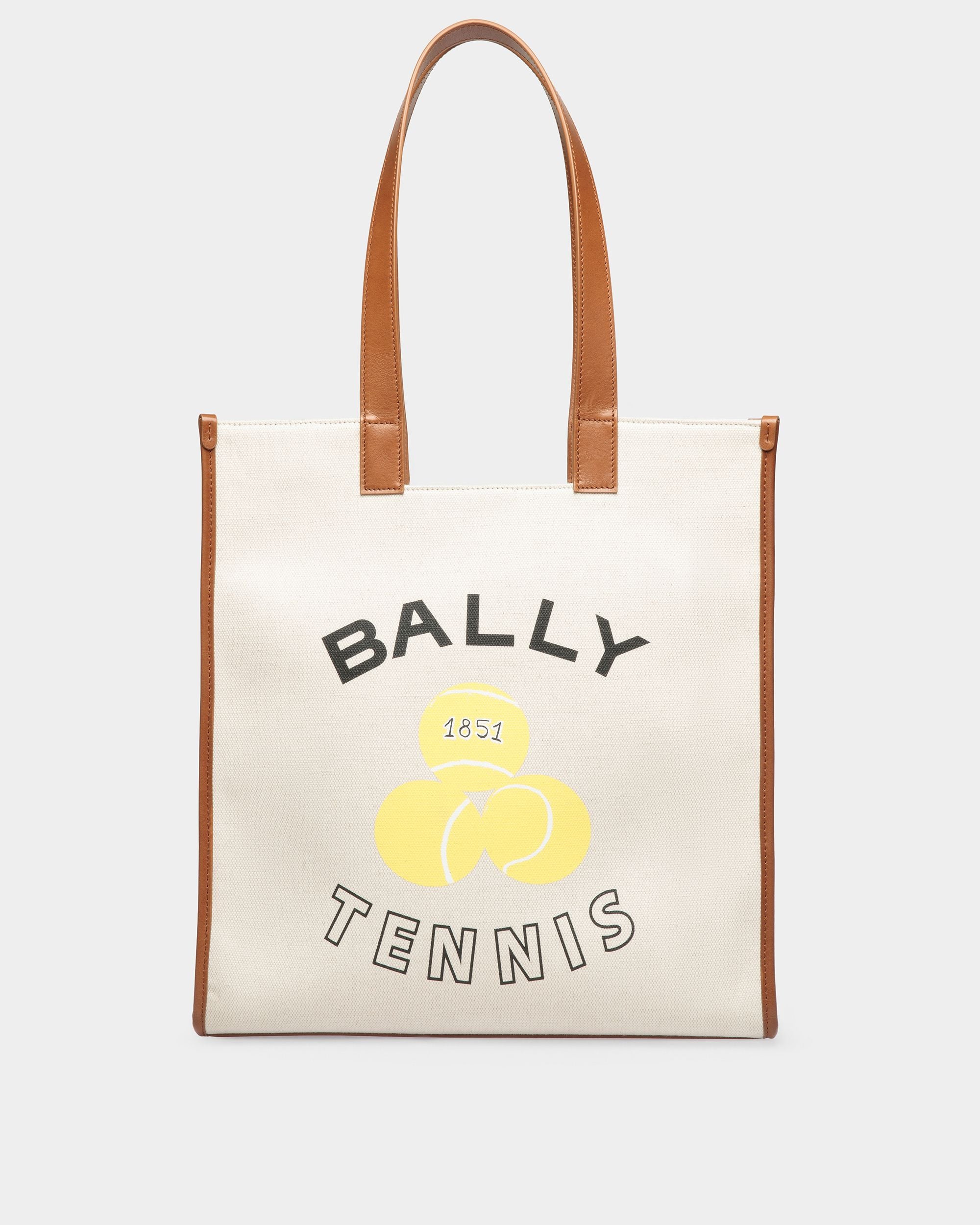 Tennis Kollektion Tragetasche aus Baumwoll-Canvas in Elfenbein