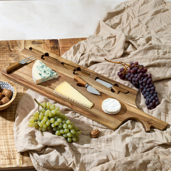 Deska do serów Fromage Set z nożami drewno akacji