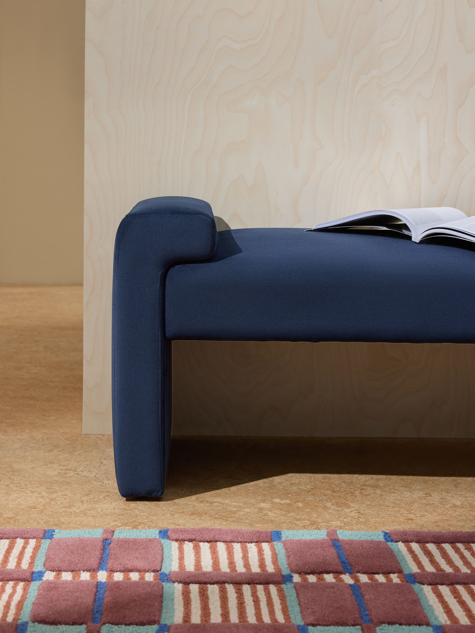 Brixton Bench in Dark Midnight Blue Velvet