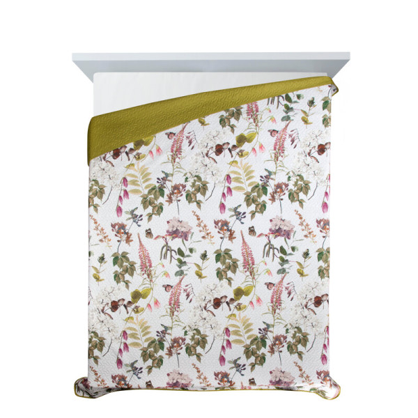Narzuta 200x220 Rosa róże biała kolorowa welurowa D91