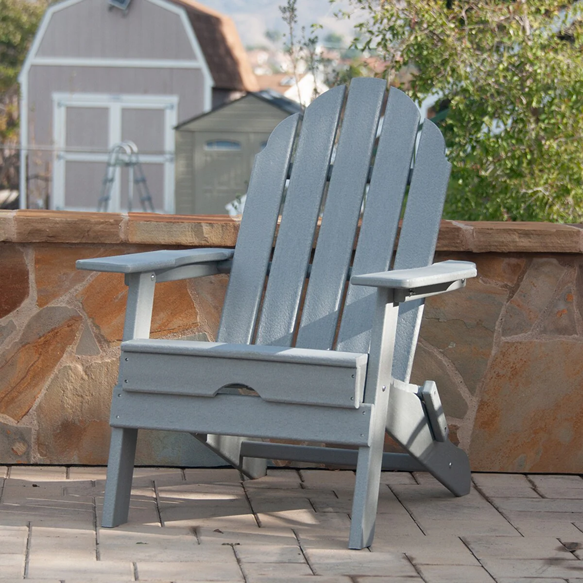 HDPE Folding Adirondack Chair, Ultra Durable Weather Resistant Design, Easy Folding with No Pins Needed, 300 lb Capacity