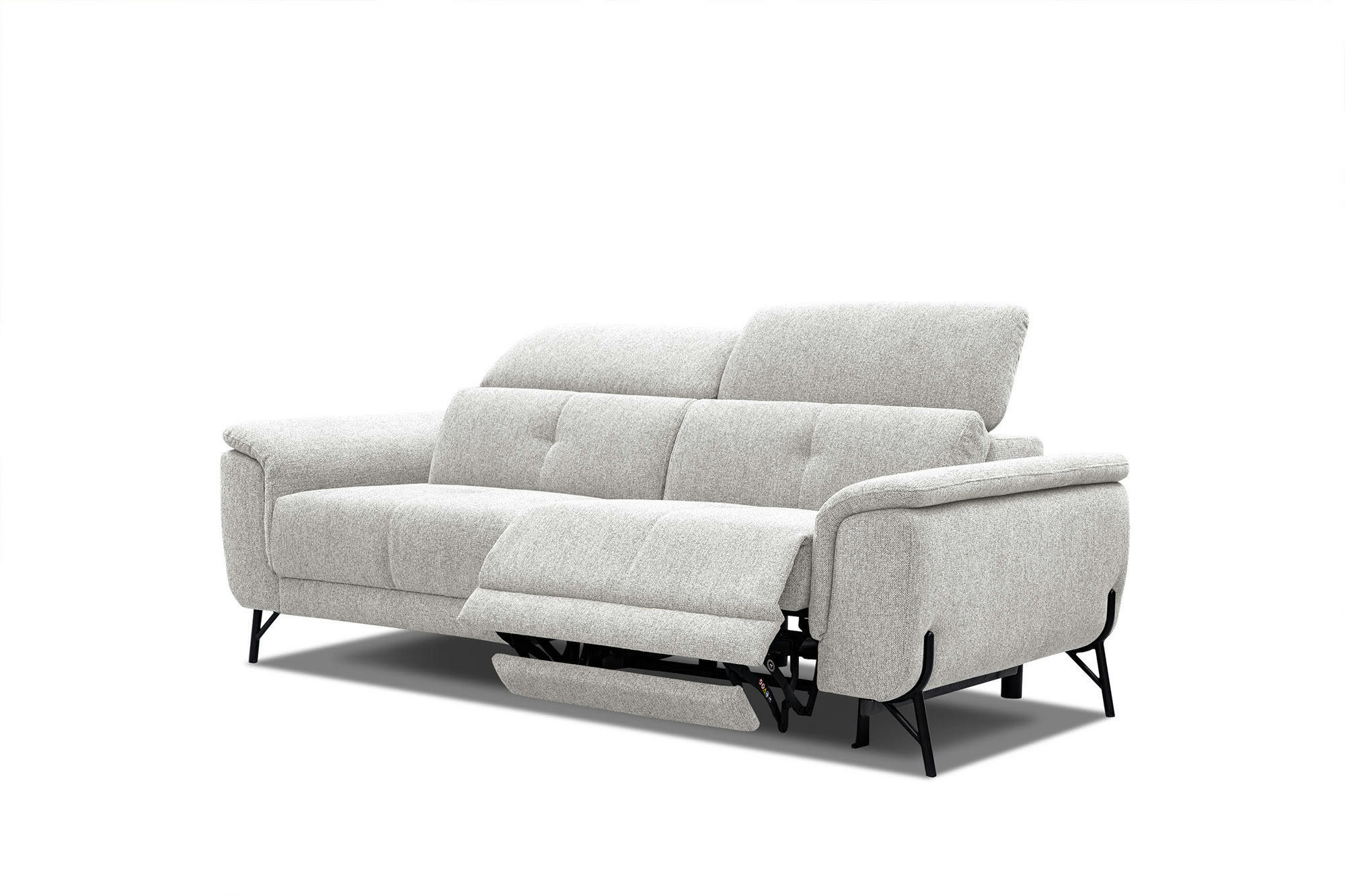 AVENA - Canapé droit 3 places avec une relax électrique à droite beige clair