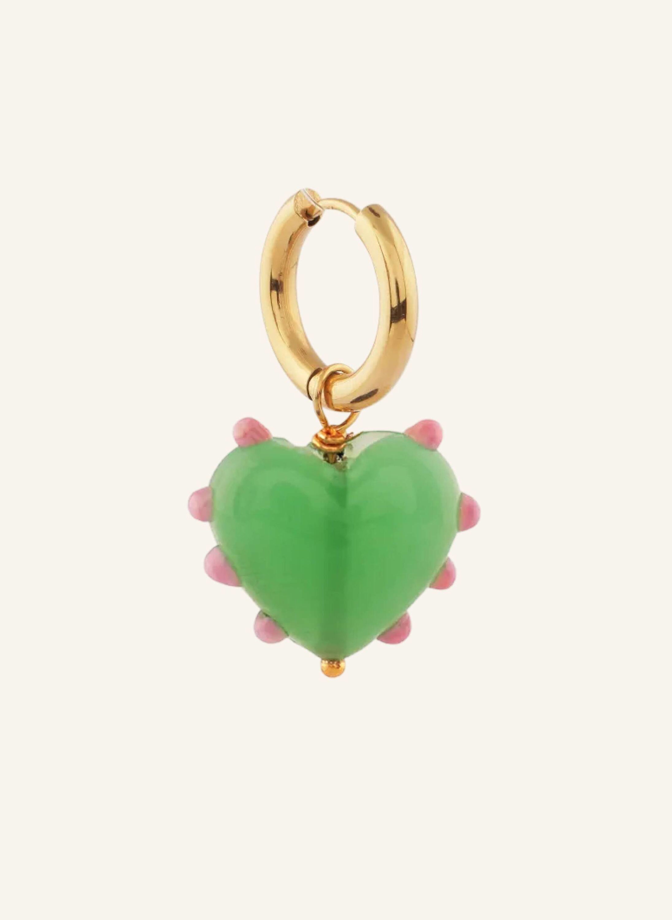 sandralexandra Creolen MILAGROS HEART SINGLE JADE GREEN by GLAMBOU