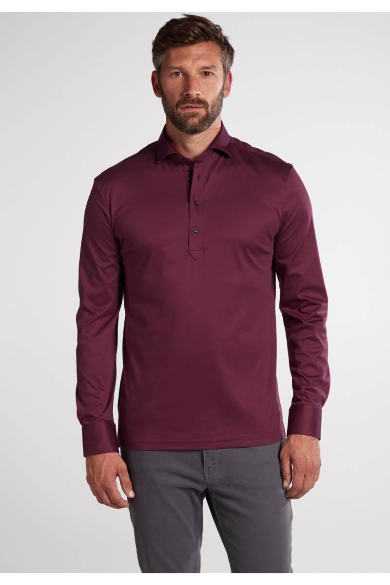 ETERNA 1863 Modern Fit Longsleeve Poloshirt Campari, Einfarbig
