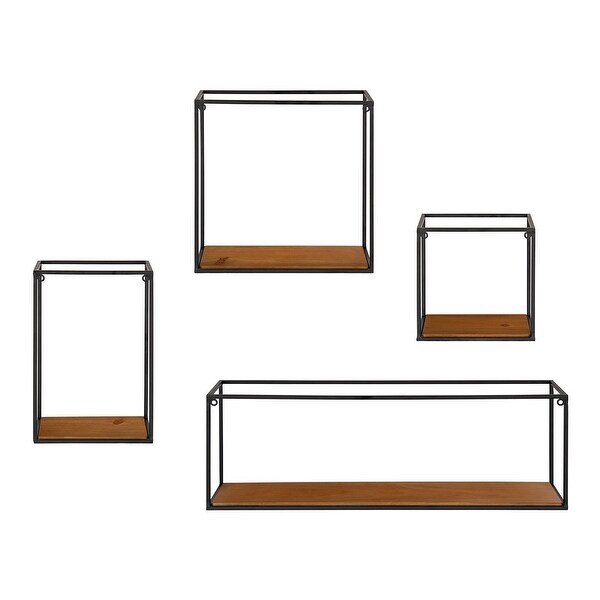 Kate and Laurel Mallory Wood and Metal Wall Shelf Set - 4 Piece