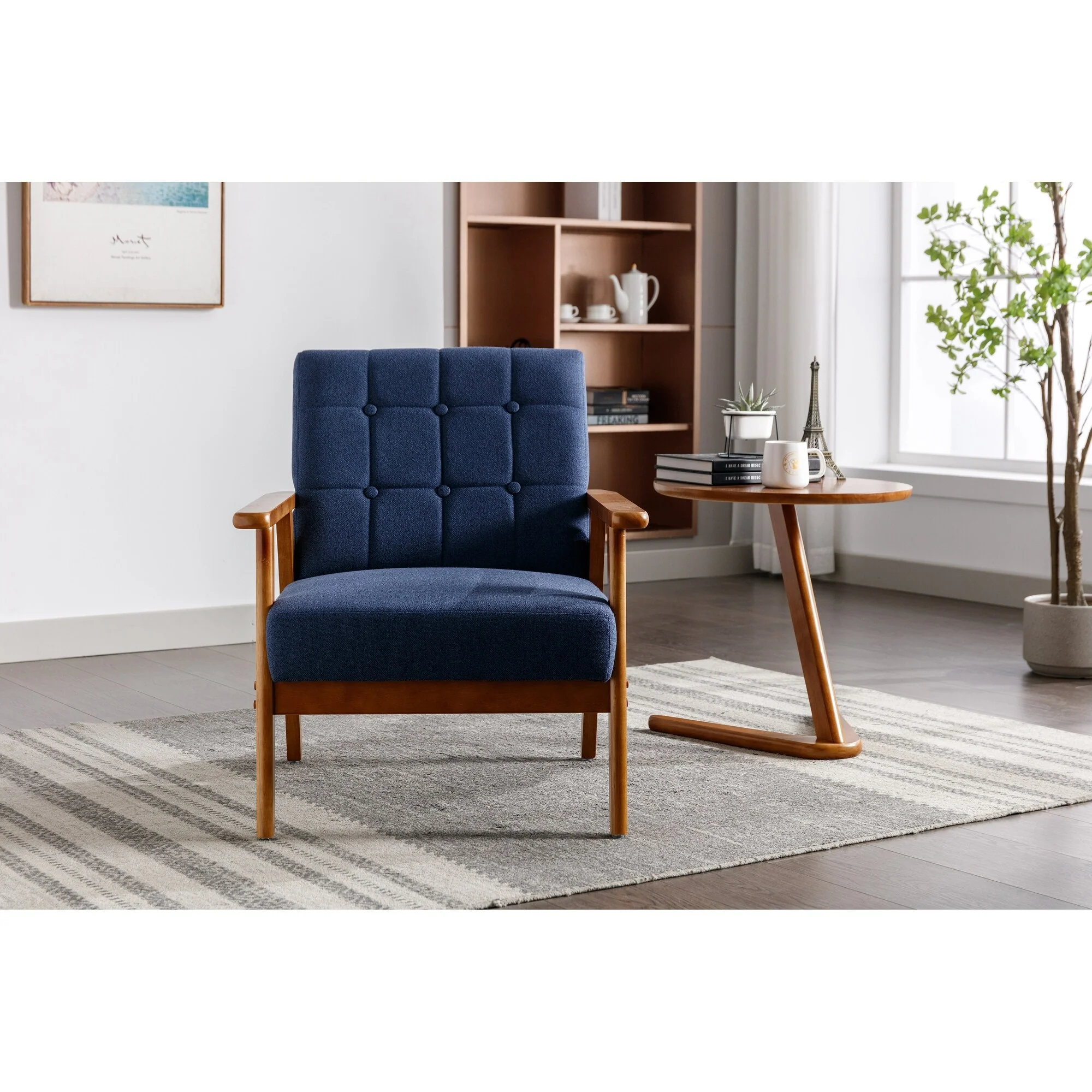 Leisure Accent Chairs Armchair with Solid Wood Armrest and Feet, for Living Room Bedroom Studio chair