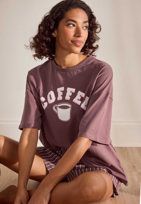 Womens Chocolate Coffee Short Pyjama Set
