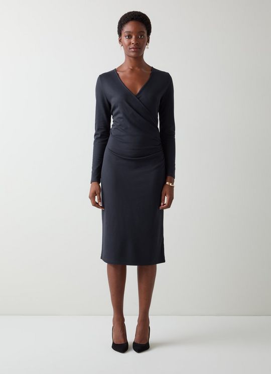 Alex Navy Jersey Wrap Dress