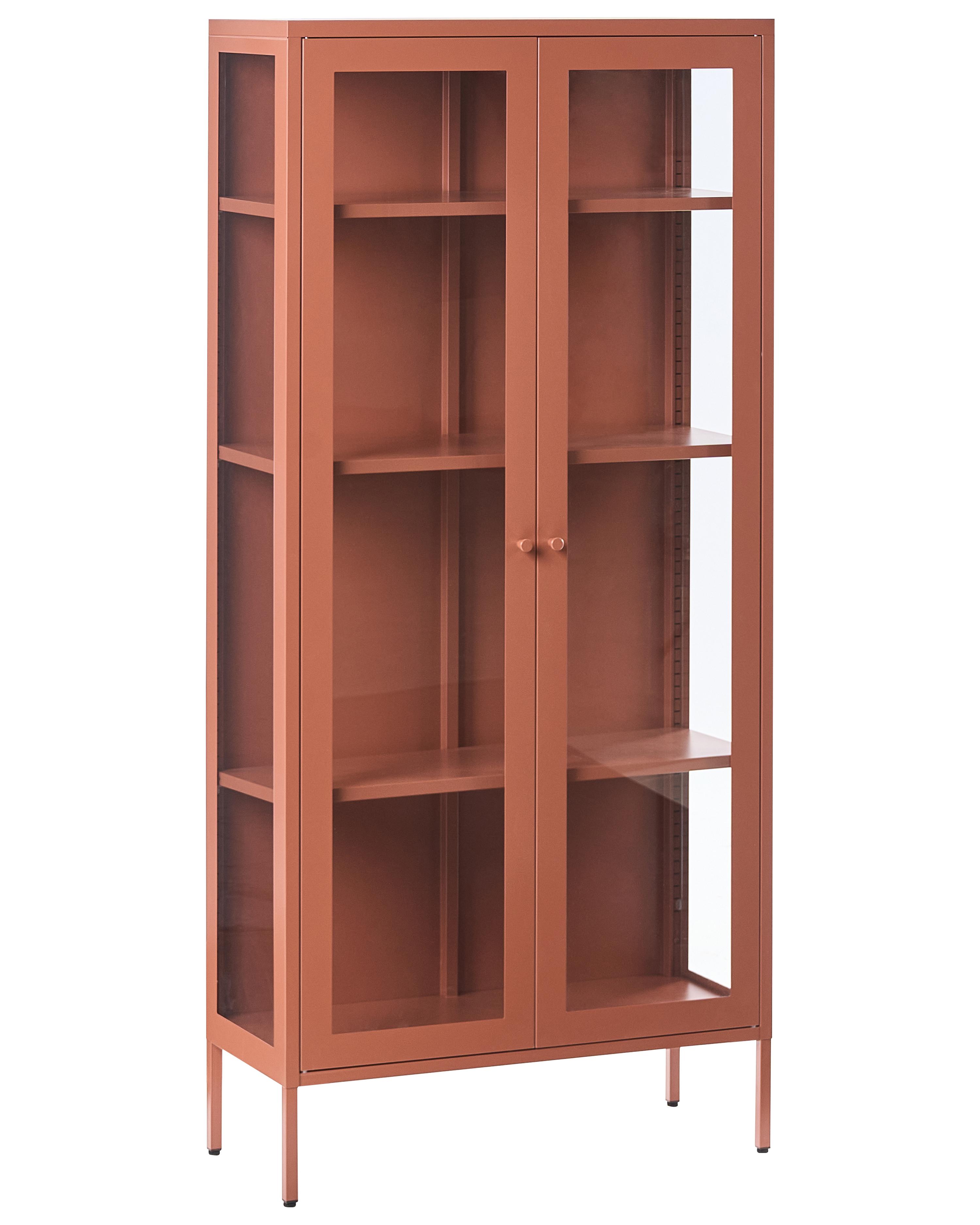 Glass Display Cabinet HARTY Metal 80 cm Golden Brown