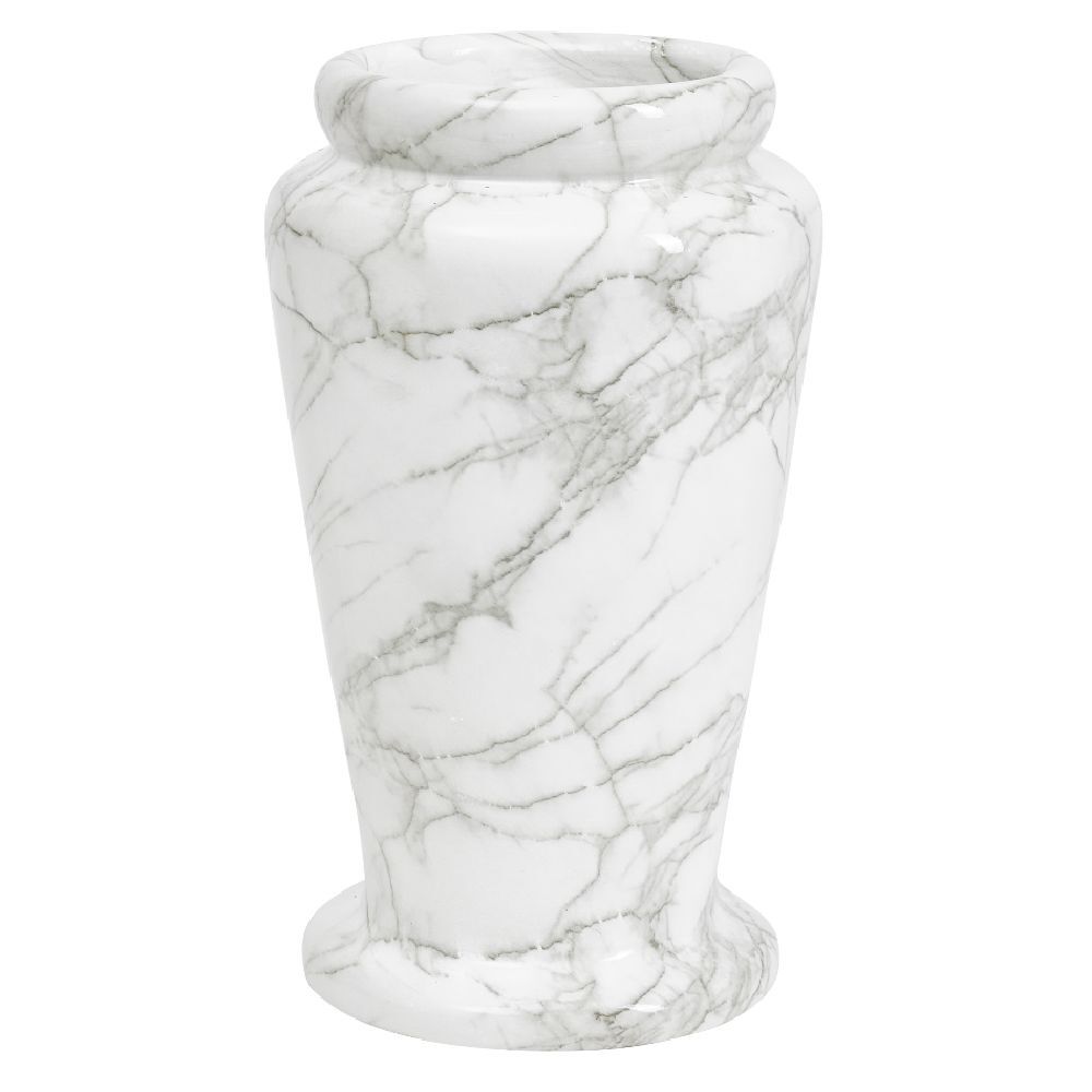 Vase funéraire marbre blanc Ø15,5xH26,5cm